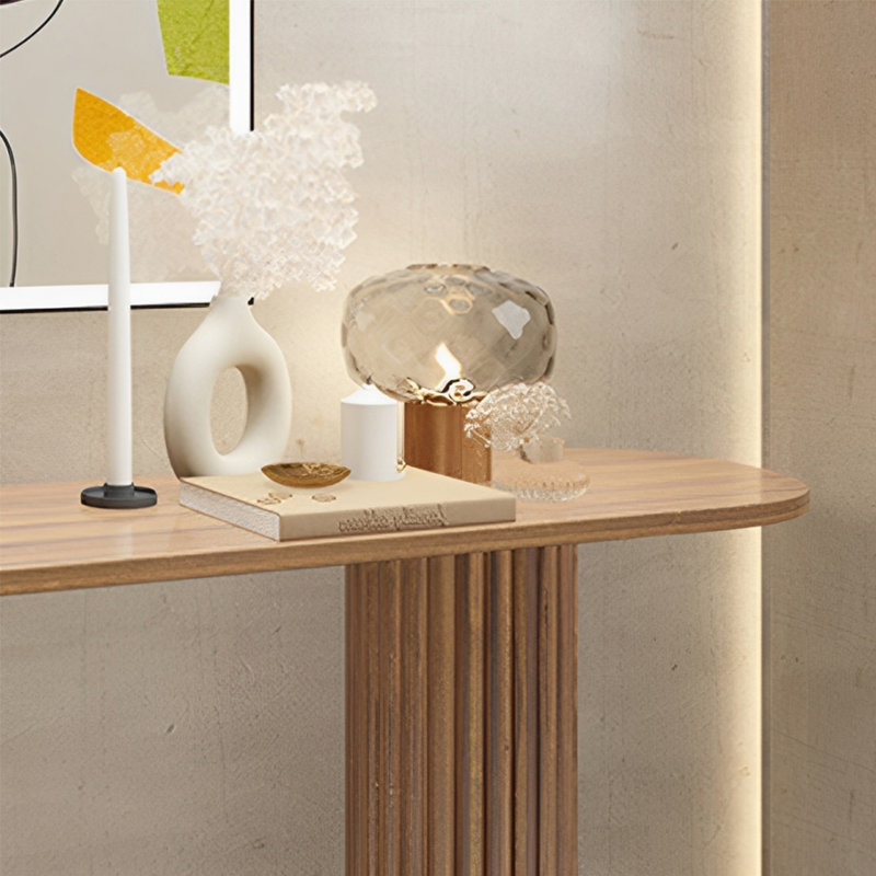 Console Retro Minimalist Elegant, H 31,5 po x l 55,12 po x P 13,78 po, Bois naturel