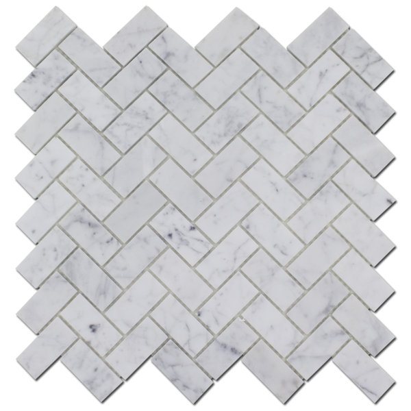 1x2 CARRARA HERRINGBONE HONED