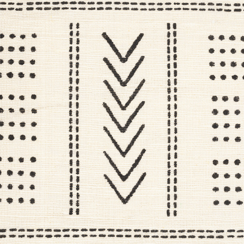 Geometric Cotton Pillow Cover, Cream/Black