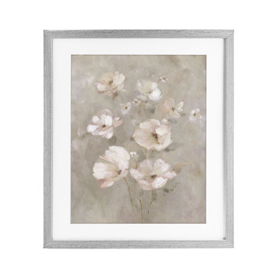 «Blush Florals over Beige», reproduction encadrée sous verre, design par Carol Robinson