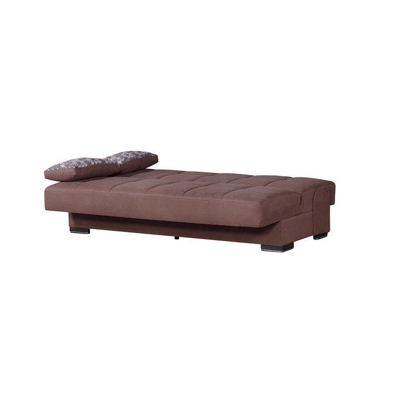 Canapé-lit rembourré convertible avec rangement, Brun