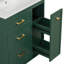 Ensemble de meuble-lavabo classique vert forêt de 30 pouces avec trois tiroirs, une double couche et de longues poignées dorées pour les petites salles de bain-116332441