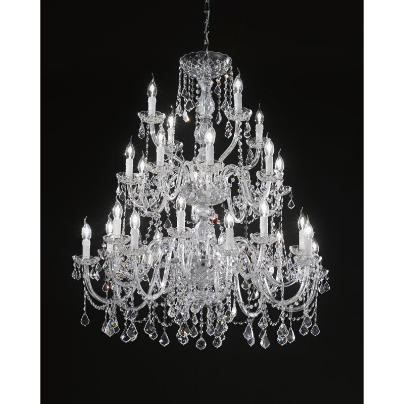 Novara 28 - Light Candle Style Chandelier, Silver
