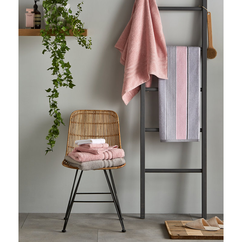 Textured Stripe 2 Piece Bath Towel Set, Pink