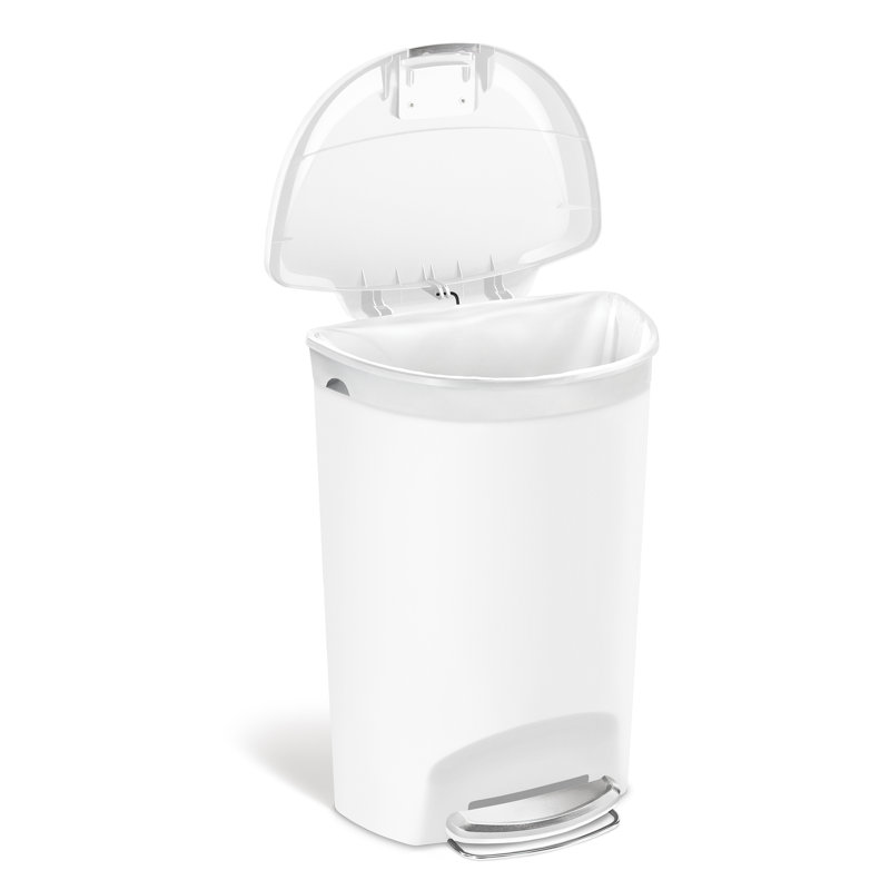 Simplehuman 50L Plastic Semi-Round Pedal Bin, White