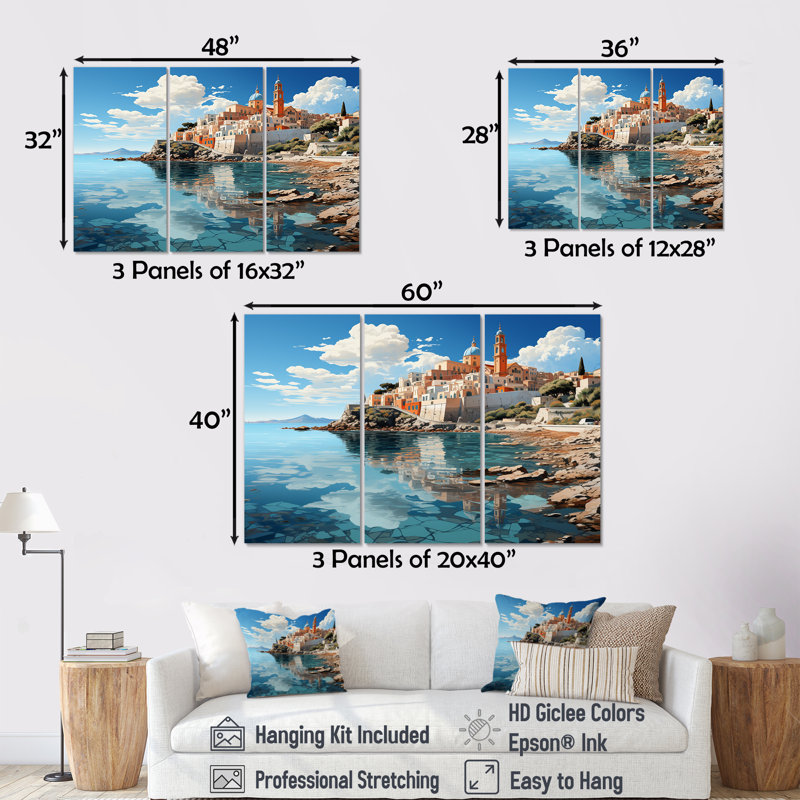 «Hidden Coastal Serenade Port II - Port Landscape Coastal», art mural, Toile tendue, H 32 po x l 48 po x P 1 po