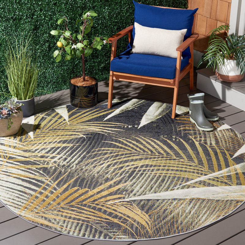 Tapis d'intérieur / extérieur à motif floral Barbados 500 Performance, Rond 6 pi 6 po