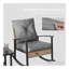 Ensemble de meubles de patio gris 3 pièces avec coussins capitonnés et deux chaises berçantes en rotin