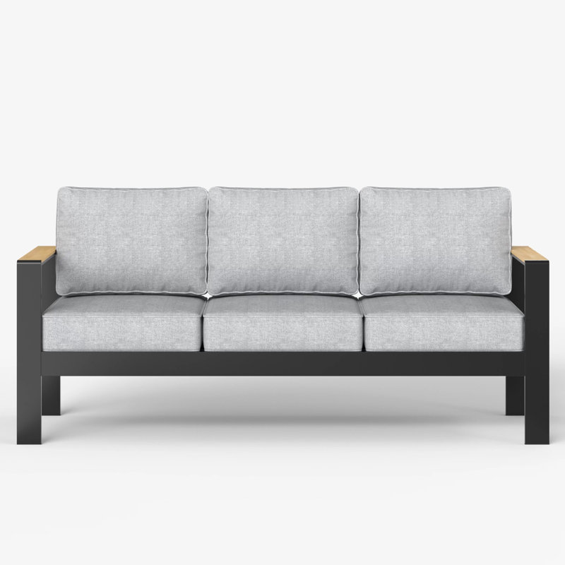 185.4cm Wide Patio Sofa with Cushions, Light Grey