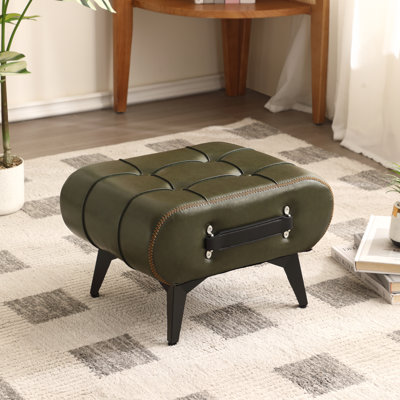Faux Leather Handable Upholstery Ottoman，Foot Rest Footstool，Accent Stool for Home Deco