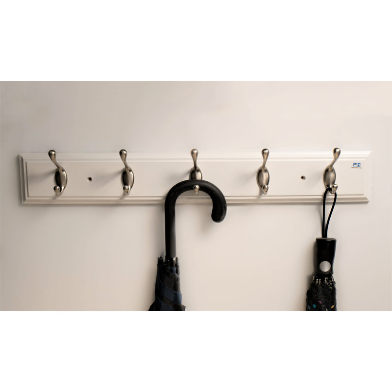 Portemanteaux mural robuste 27 po avec 10 crochets FantasHome - blanc / argent, nickel satiné Bella