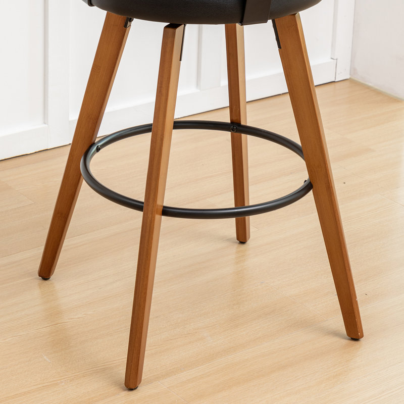 Swivel Upholstered Counter Stool, Black, Bar Stool (29.17" Seat Height)