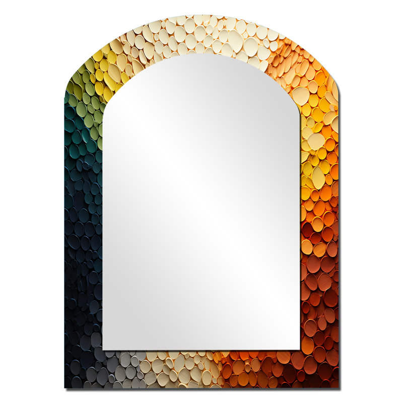 «Hardedge Art Earthy Euphony V - Hard Edge, peinture asymétrique, miroir mural décoratif moderne, 34 po x 25 po
