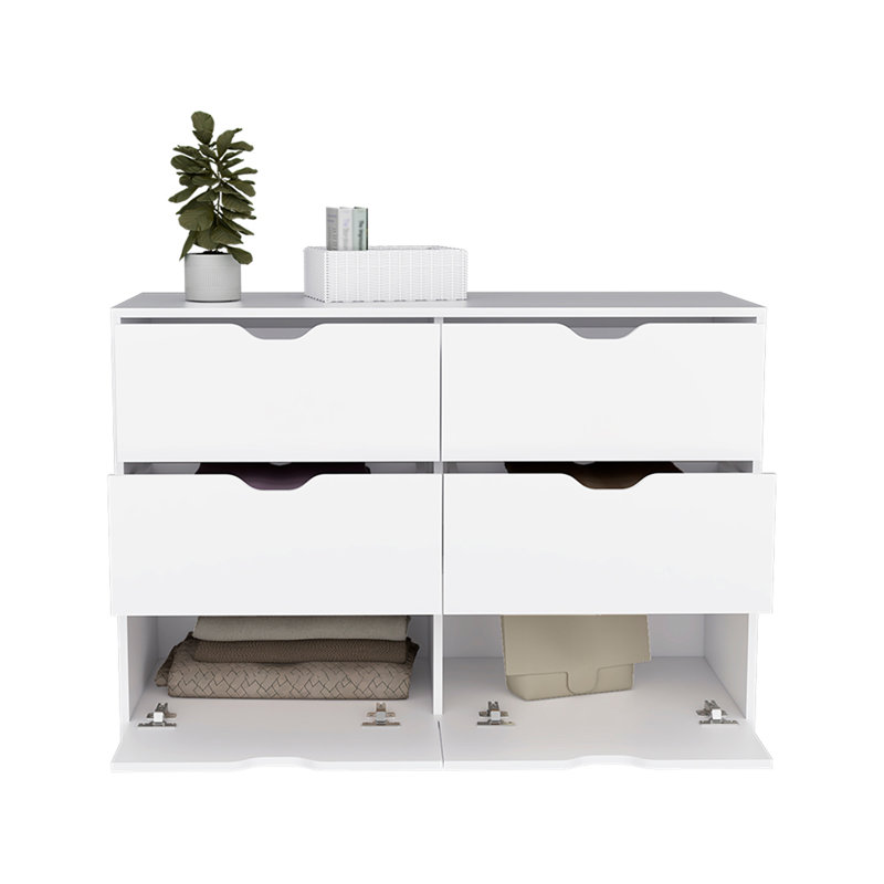 Commode 4 tiroirs, finition blanche, Blanc