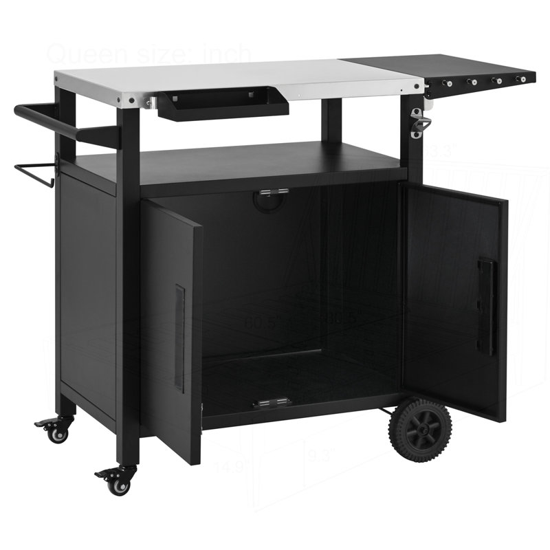Chariot de barbecue extérieur avec armoire de rangement