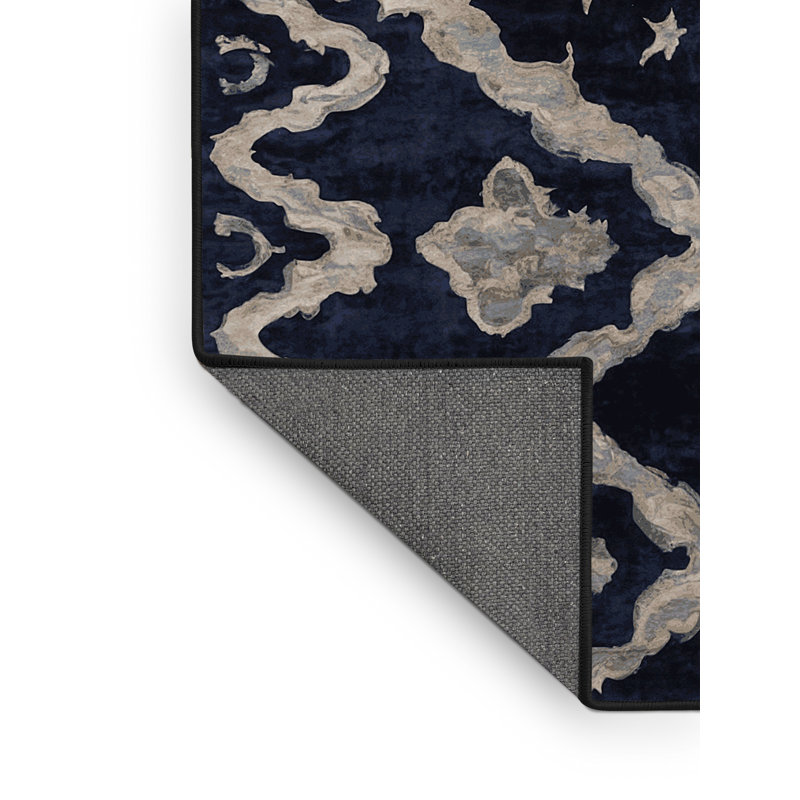 Tapis gris soyeux et moelleux, Rectangulaire 3 pi x 5 pi