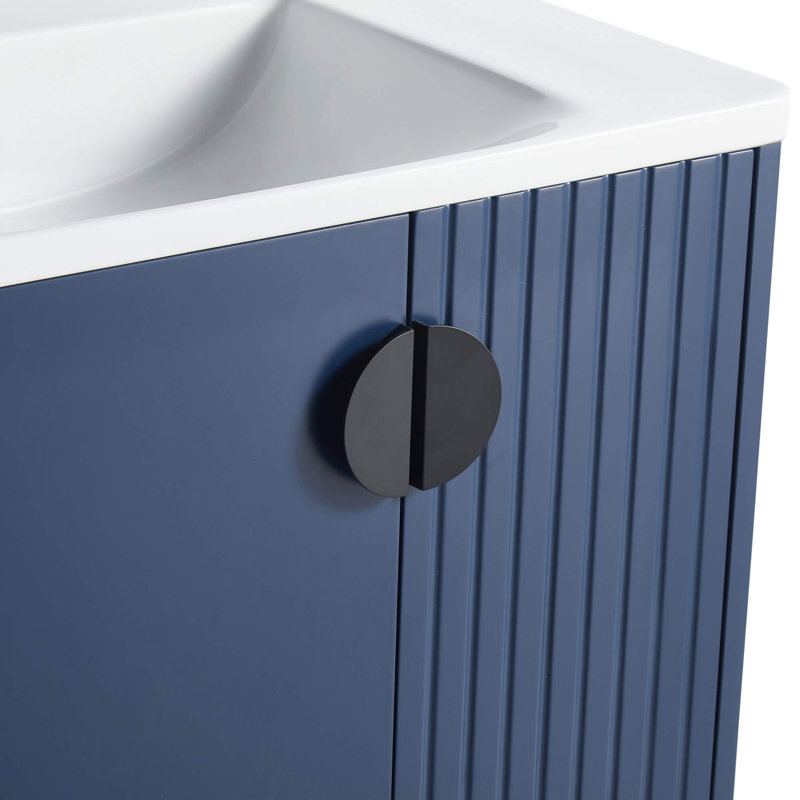 Ensemble de meuble-lavabo simple 24 po Saimah, Bleu marine, Noir