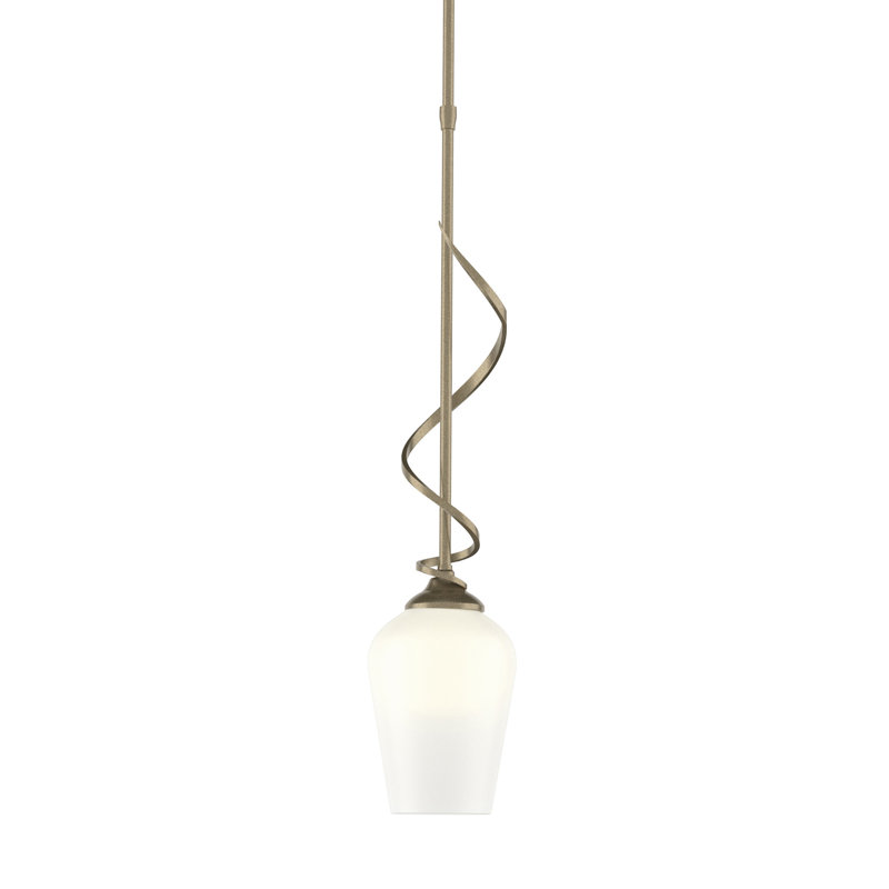 Flora 1 - Light Single Bell Pendant, Soft Gold, Opal Glass