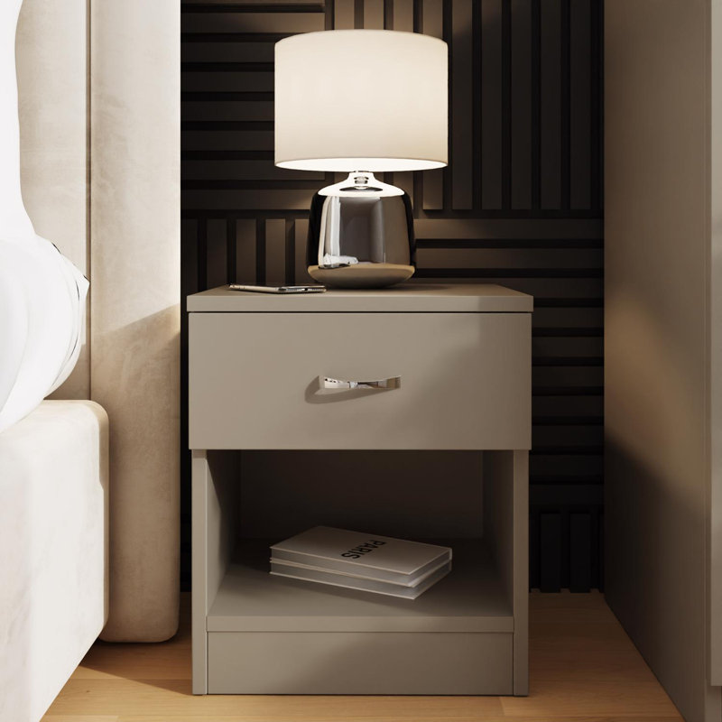 40cm W Manufactured Wood Bedside Table, Beige