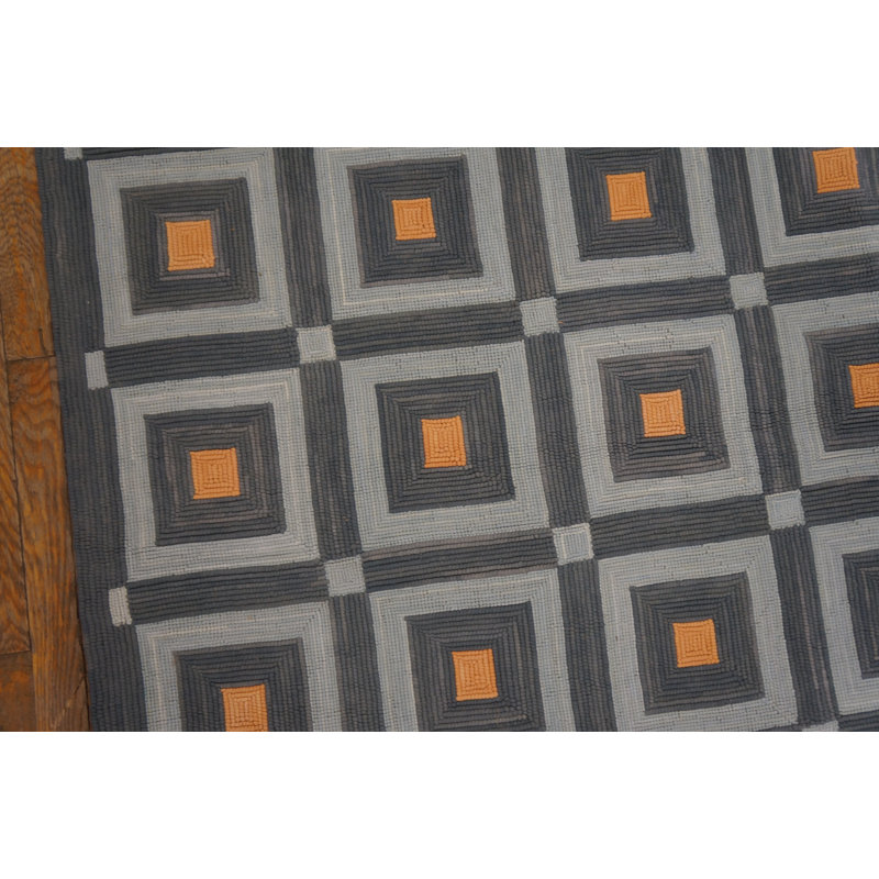American Hooked Wool Geometric Area Rug