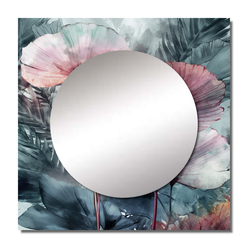 Iveri - Grand miroir carré à motif floral, 36 po x 36 po