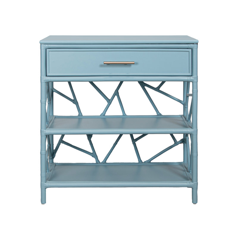 End Table with Storage, Pool Blue