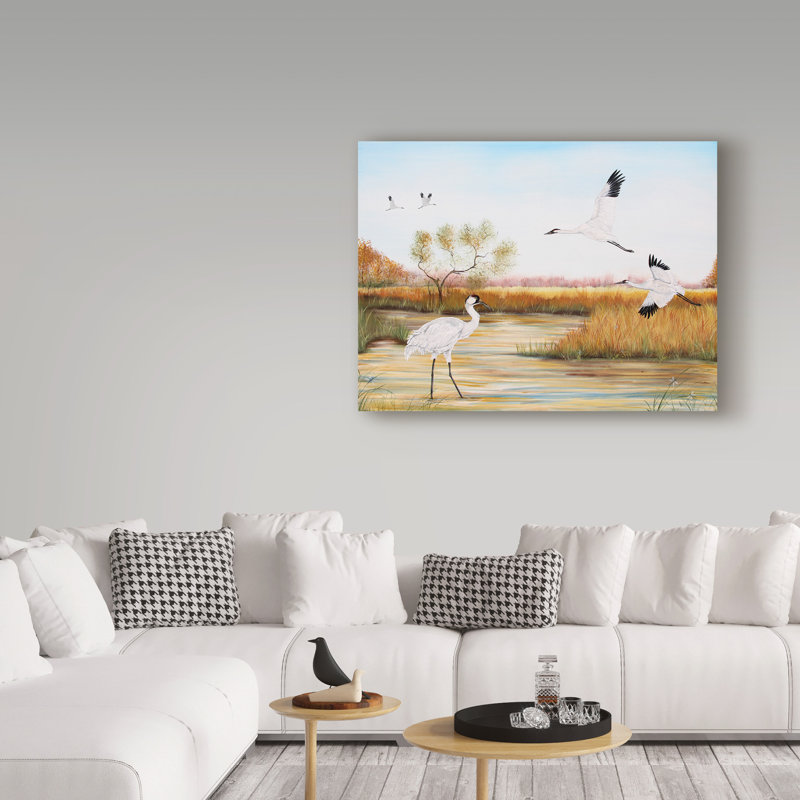 « whooping grues », reproduction d’impression sur toile tendue, H 14 po x l 19 po x P 2 po