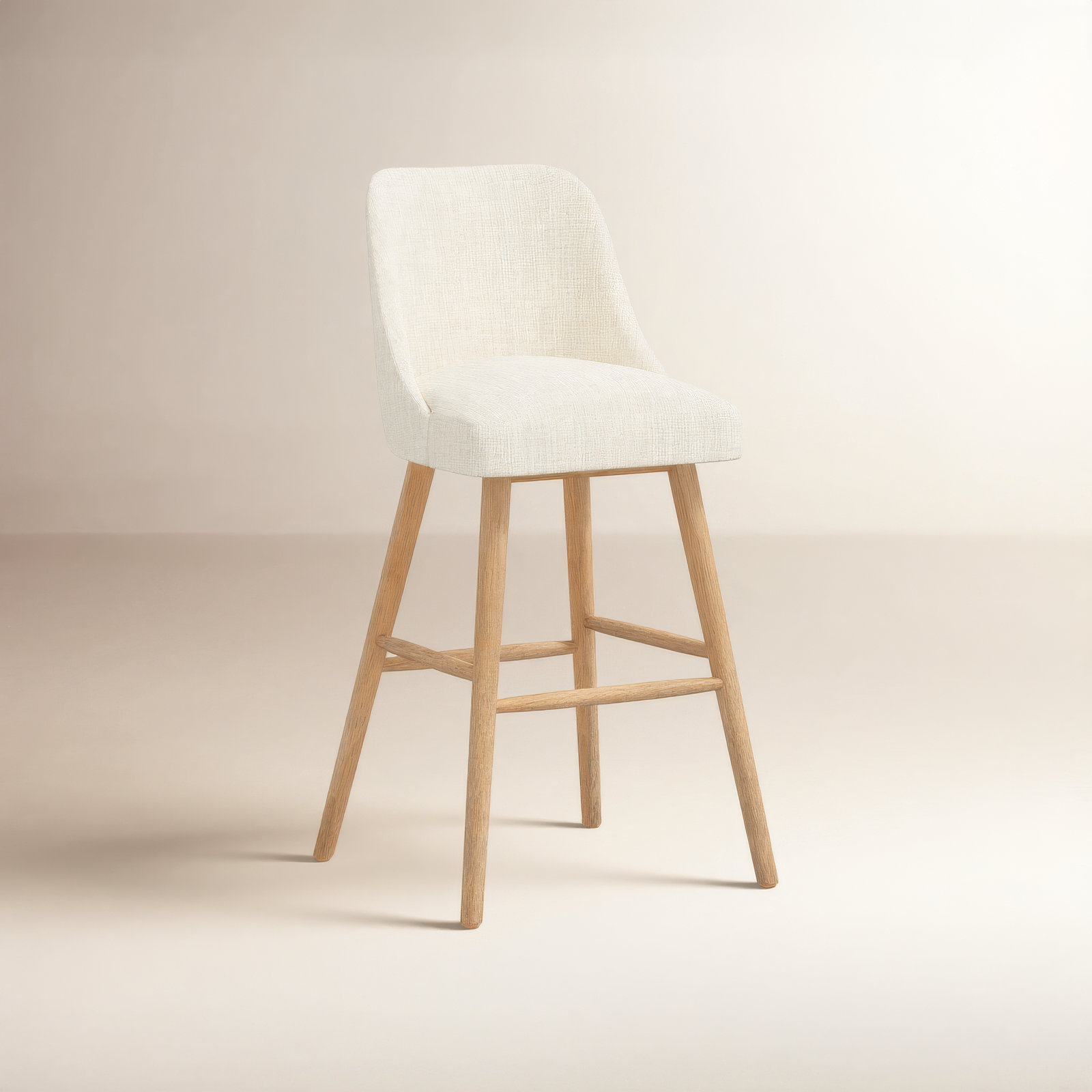 Gallie 31" Bar Stool, Bar Stool (31” Seat Height), Natural, Off White