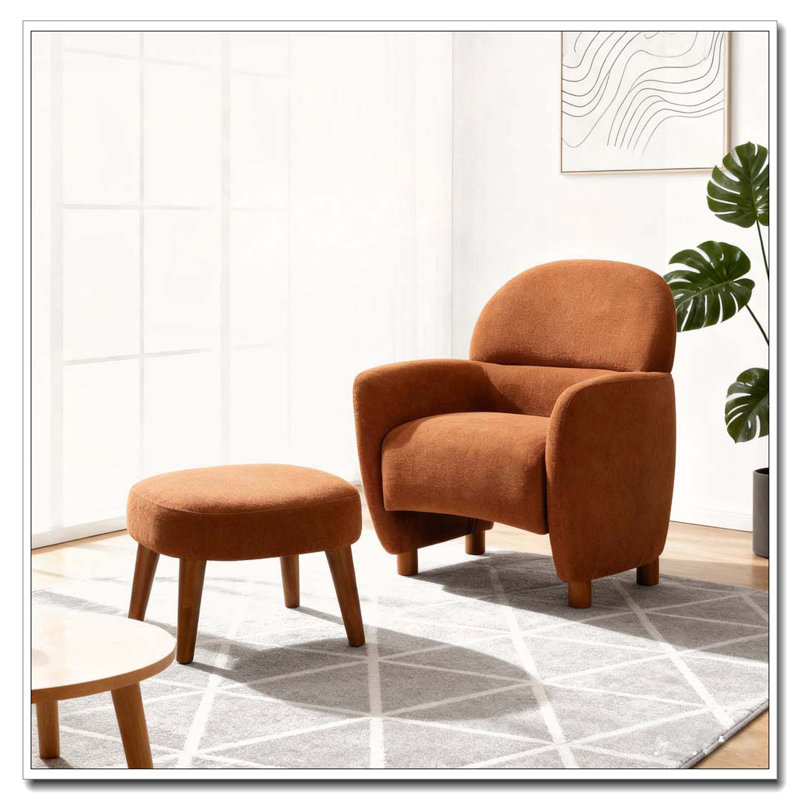 Chaise de loisir rembourrée avec repose-pieds, Orange