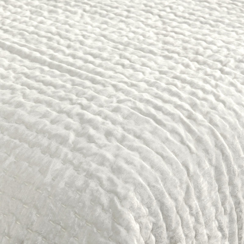 Bari 4-Piece Velvet Rayon Quilt Set, Cloud, King Quilt + 3 Euro Shams