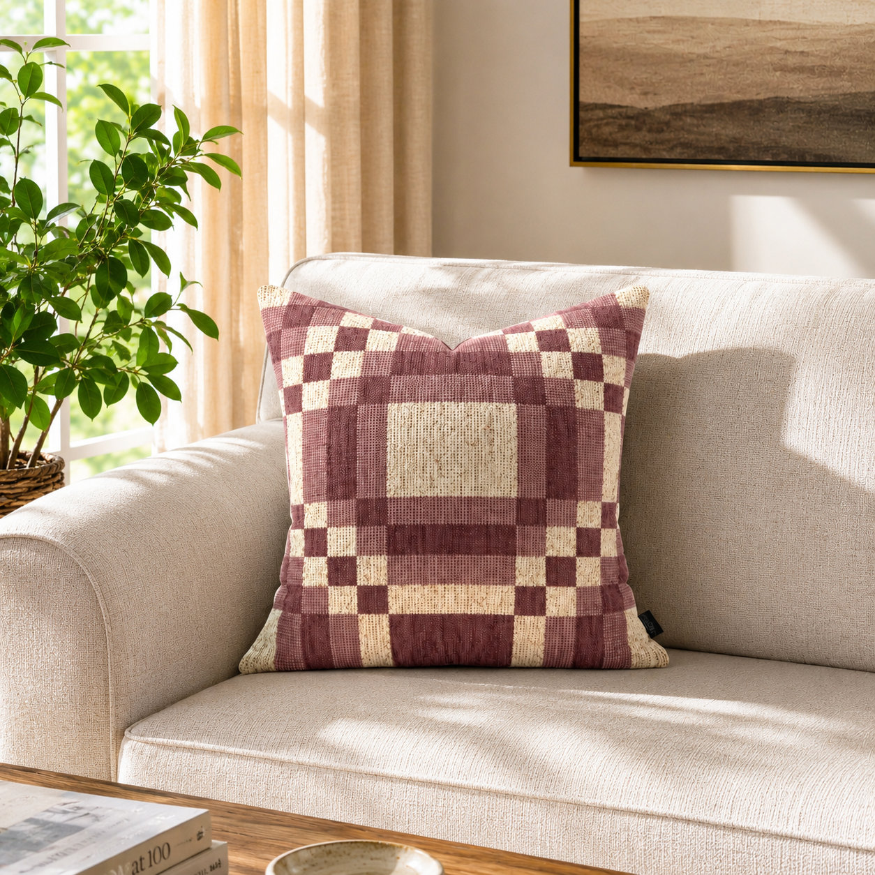 Langdon Shapes Throw Pillow, Rose, 20''H x 20'' W