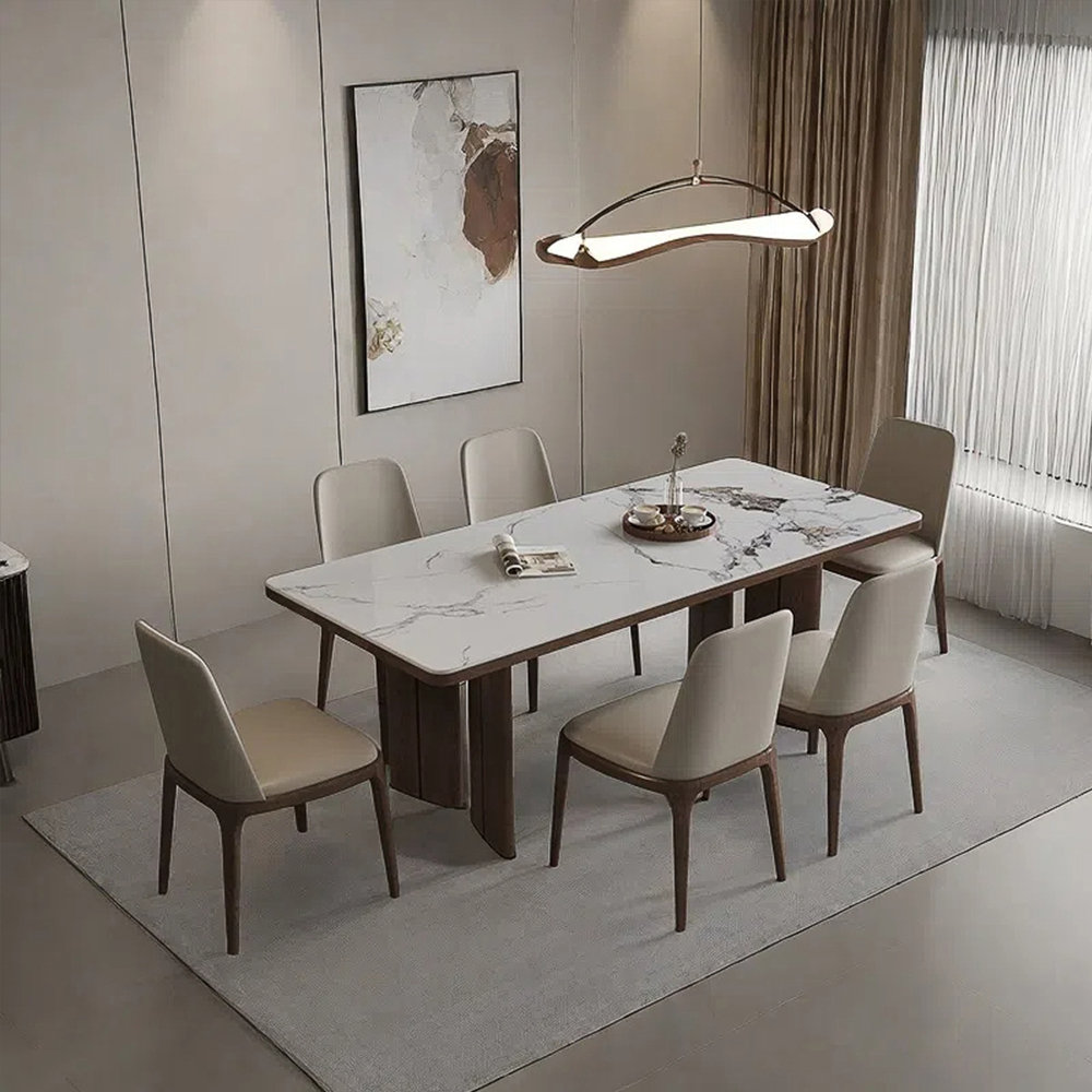 Sleek Surface Designs Simple rock plate dining table and chair set ...