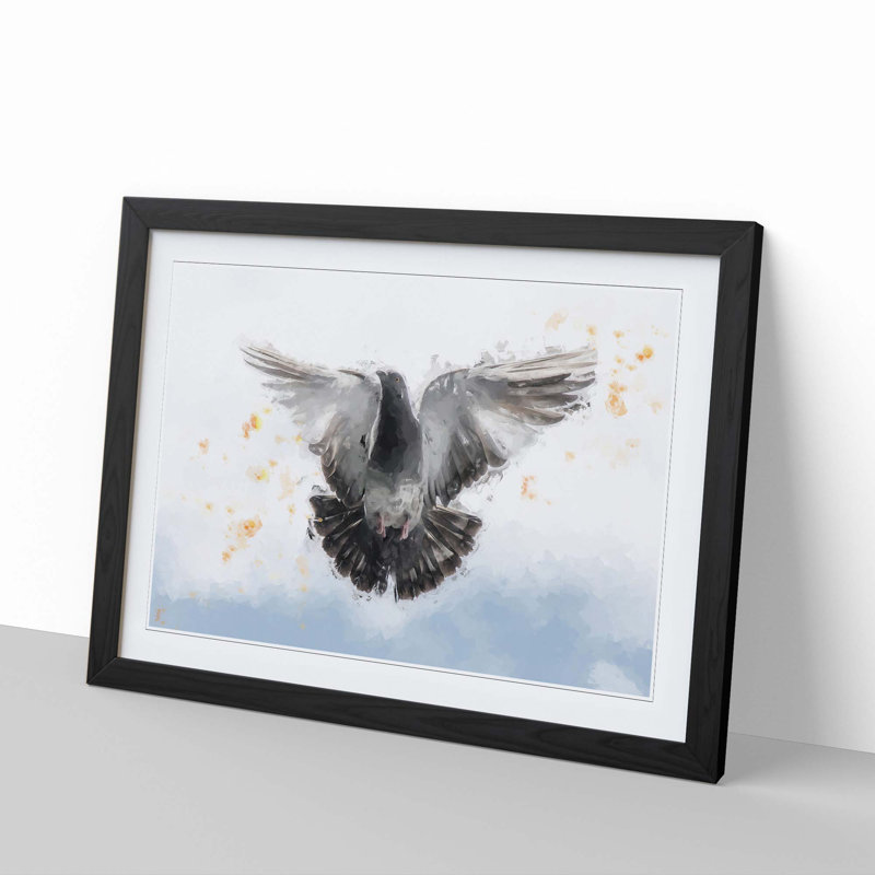 Flying Pigeon in Abstract - Framed Print, 40cm H x 60cm W x 2cm D, Black