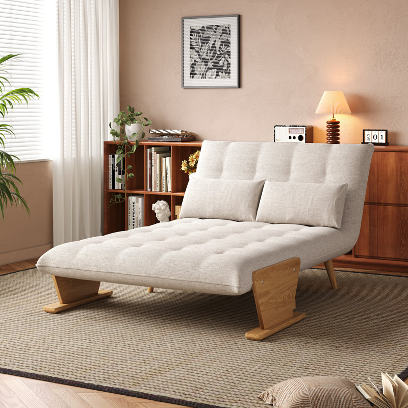 3-In-1 Extendable Sofabed, Upholstered Convertible Wood Chair Bed, Foldable And Adjustable Sleeper Sofa