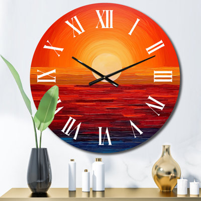 Orange Yellow Golden Sunset III Metal Wall Clock