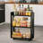 Small Bookshelf and Bookcase, 3 Tier Wood Nightstand with Wheels-1606873913