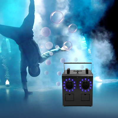Bubble Fog Machine RGBW LED Smoke Bubbles Machine for Stage, Wedding, Party, Bar, with Remote Controller