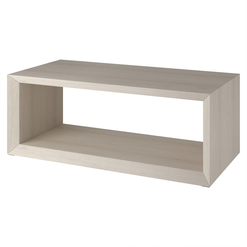 Samuelson Faux Wood Coffee Table With Shelf, 18" H x 48" L x 23.38" W, Alder White