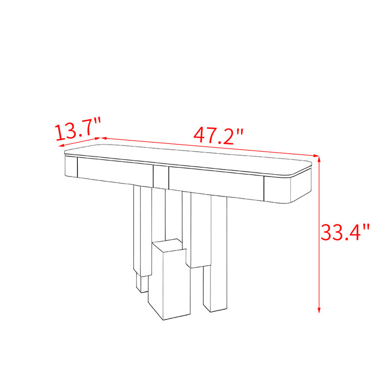 Console moderne de luxe haut de gamme., H 33,4 po x l 47,2 po x P 13,7 po, Doré