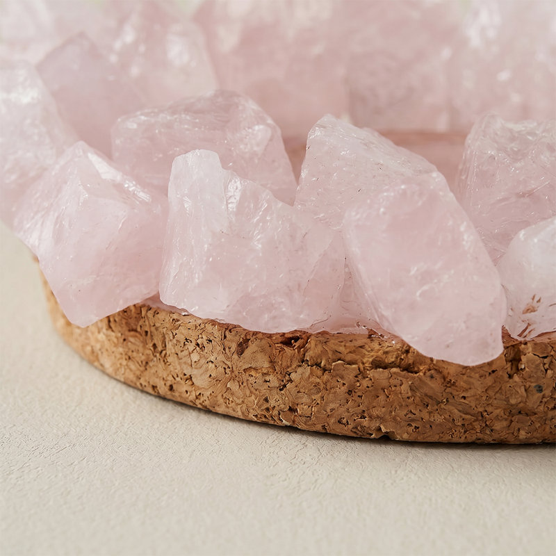 Porte-bougie en cristal de quartz Raw Rose