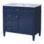 Armoire de salle de bain bleue avec lavabo en céramique, meuble-lavabo 2 tiroirs 36 po et grande capacité de rangement, meuble-lavabo d'apparence moderne, options polyvalentes, look-571185428
