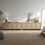 Meuble télé Boho avec 4 armoires de rangement en rotin, centre de divertissement télé pour téléviseur de 65 po ou moins-2117595355