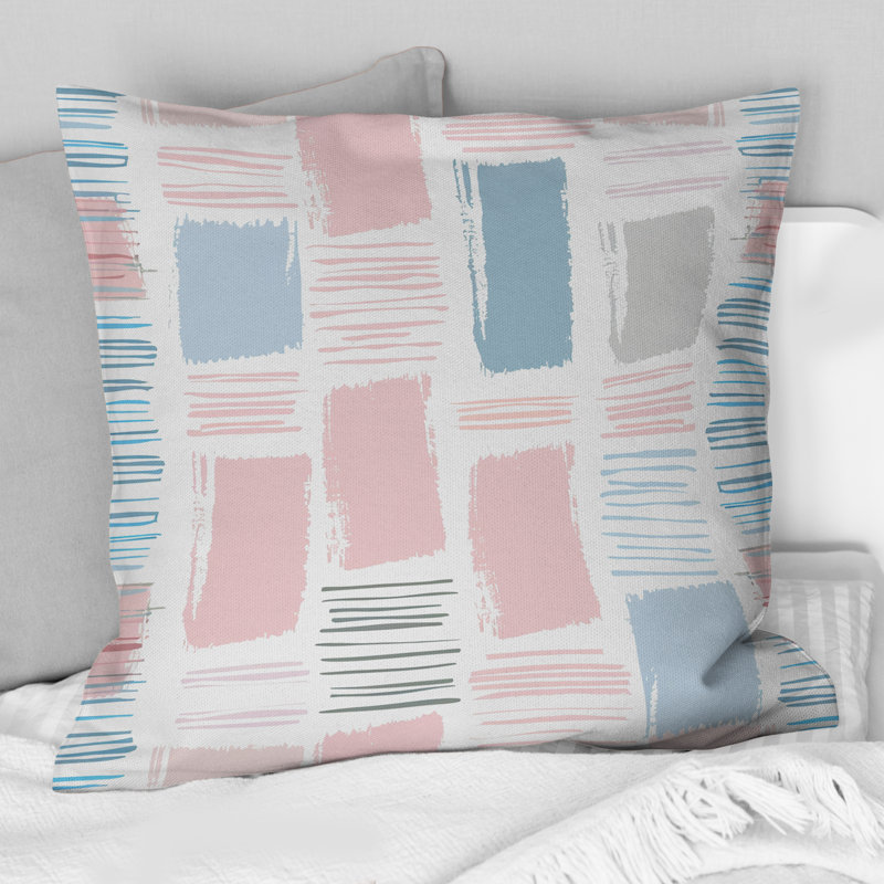 Coussin Pink Tiles - Blue Tiles, H 16 po x l 16 po