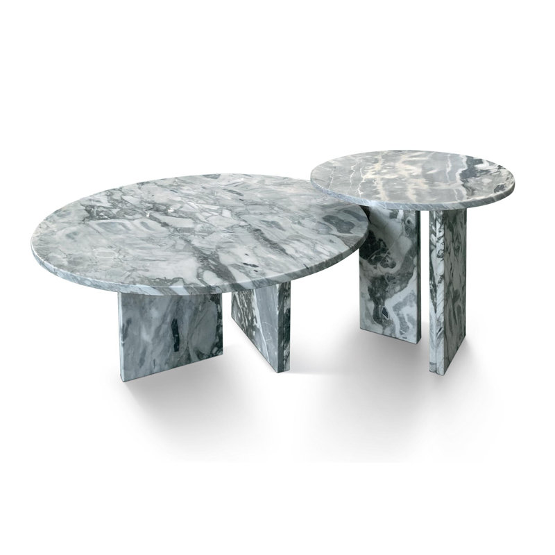 ensemble de tables basses en marbre naturel, Bleu/gris