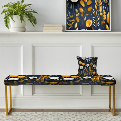 Scandinavian Modern Elegant Florals - Banc rembourré floral doré