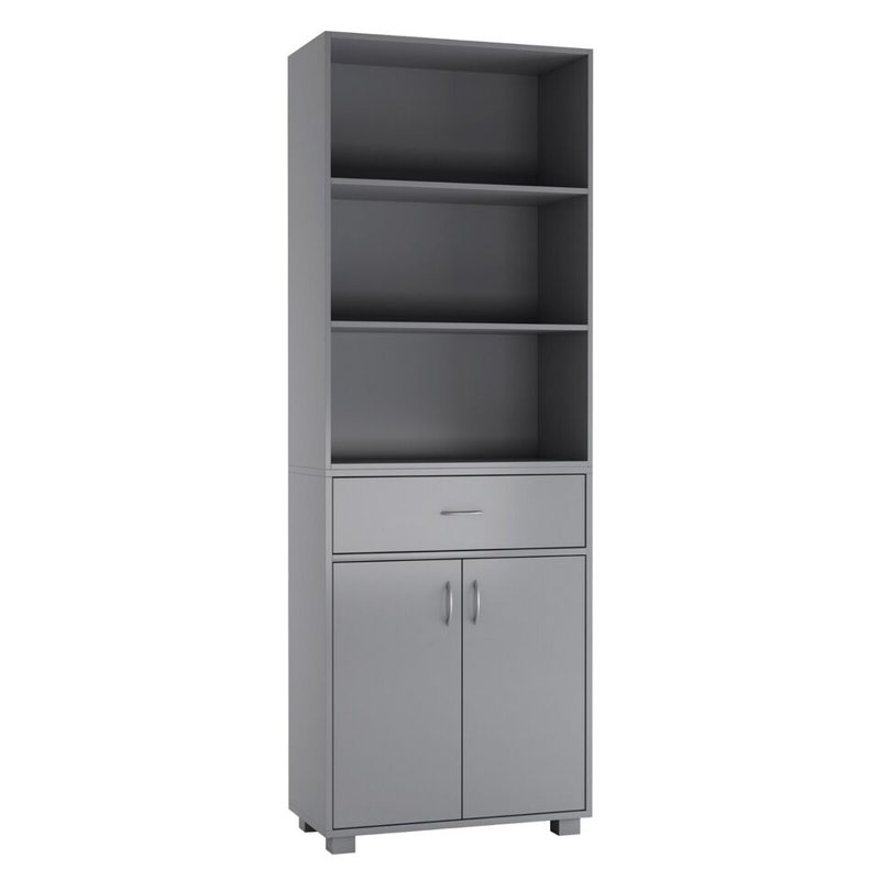 170cm H x 60cm W Solid Wood Bookcase, Grey