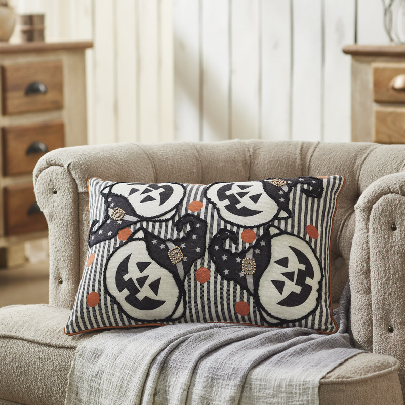 Oreiller rayé Witchy Pumpkins 14 x 20