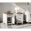 Ensemble de table de salon 4 pièces - Comprend une table basse moderne avec plateau relevable, un meuble télé avec porte en verre pour téléviseur de 65 pouces, un ensemble de 2 tables de bout avec station de charge et armoire, blanc cassé