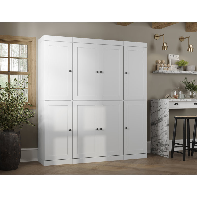 Garde-manger 100% en bois massif 65 po avec portes Shaker et tablettes réglables, Blanc