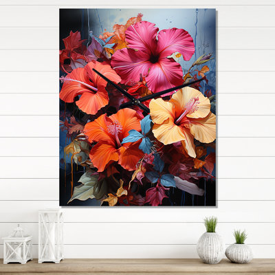 Horloge murale surdimensionnée Debbra - Hibiscus